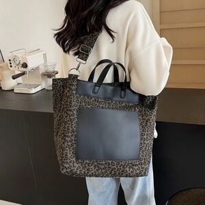 Leopard Print Crossbody Bag with Black Accents